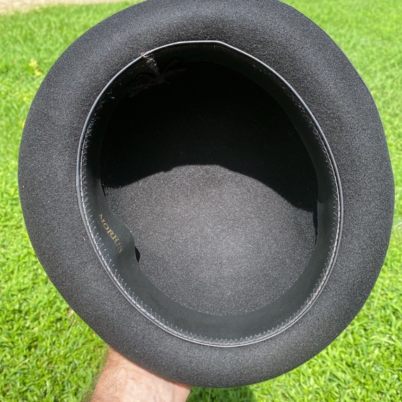 Morris rolled short brim bowler style hat black felt cap 21.5 - Picture 14 of 15